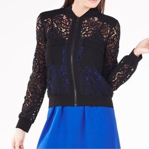 BCBGMaxAzria Lace bomber zip top
